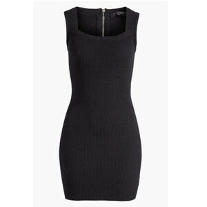 AllSaints Bardi Rib Mini Dress Black Square Neck Size Small